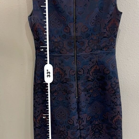 Kobi Halperin | 2 | navy jacquard knee length shirt dress sleeveless dress - Picture 7 of 9